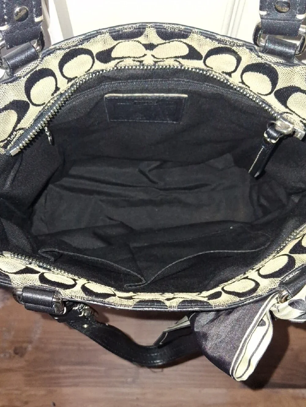 Coach Hamptons Signature Tote with Decorative Bow Accent